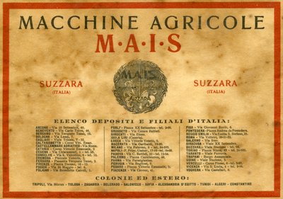 Landmaschinen. Suzzara, 1925 von Unknown